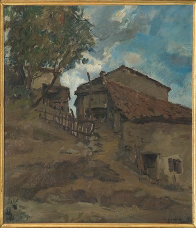 Mountain Traditional Housefarm (olej na překližce) od Giovanni Forghieri