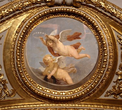 Milovat. Obraz od Giovanniho Romanelliho (1601-1662) zdobící strop Antonínského sálu, ložnice letních bytů královny Anny Rakouské (1601-1666). Kolem 1655-1658. Paříž, muzeum Louvre. od Giovanni Francesco Romanelli