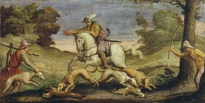 Lov na zajíce, 1615 od Giovanni Francesco Barbieri