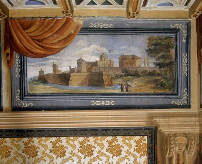 Venkovská krajina s budovami od Giovanni Francesco Barbieri