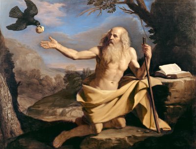 Svatý Pavel poustevník krmen havranem od Giovanni Francesco Barbieri
