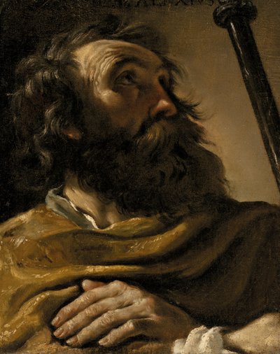 Svatý Alexius v hnědém plášti s holí v ruce od Giovanni Francesco Barbieri