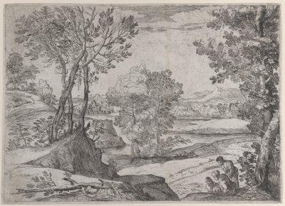Rodina usazená u řeky, 1643. od Giovanni Francesco Grimaldi