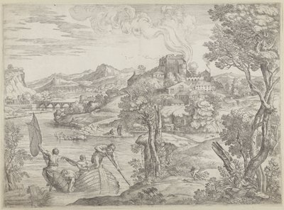 Krajina s hráčem na loutnu od Giovanni Francesco Grimaldi