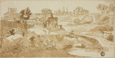 Pohled na Řím s via Appia od Giovanni Francesco Grimaldi
