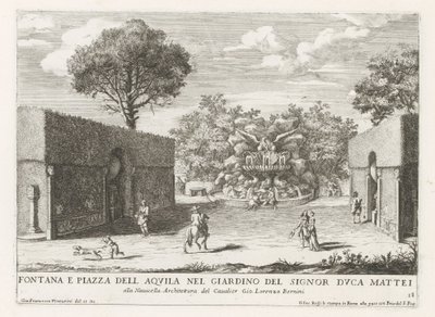 Fontein se setkal s adelaar v de tuinen van de Villa Celimontana te Rome Fontána a piazza del aquila v zahradě pana vévody Mattei (...) (titul na objektu) Fontány v palácích a zahradách Říma (název série) Fonteinen in de paleizen en tuinen van R od Giovanni Francesco Venturini