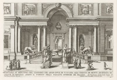 Loggia en tuin van de Villa Medici te Rome Merkurova fontána v zahradě velkovévody z Toskánska v Trinita de Monti (...) (název na objektu) Fontány v palácích a zahradách Říma (název série) Fonteinen in de paleizen en tuinen van Rome (se od Giovanni Francesco Venturini