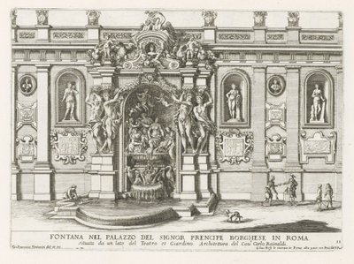 Nymphaeum v de binnenplaats van het Palazzo Borghese te Rome Fontána v paláci Signor prencipe Borghese v Římě (...) (název na předmětu) Fontány v palácích a zahradách Říma (název série) Fonteinen in de paleizen en tuinen van Rome (série od Giovanni Francesco Venturini