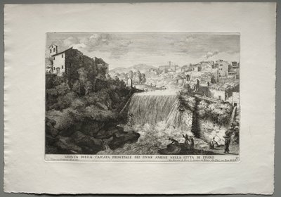 Veduta della Cascata Principale del Fiume Aniene nelle citta di Tivoli. od Giovanni Francesco Venturini