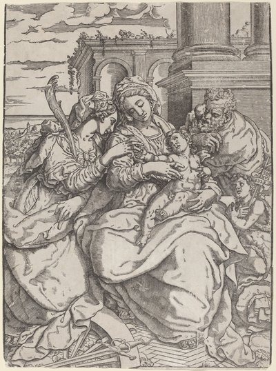 Madonna a dítě se svatou Kateřinou od Giovanni Gallo after Marco Pino