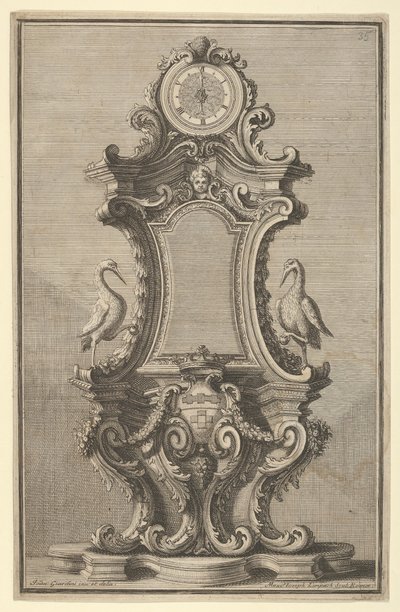 Design for a Clock, od Disegni Diversi, 1714 nebo 1750. od Giovanni Giardini