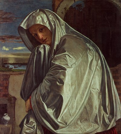 Svatá Máří Magdalena se blíží k hrobu od Giovanni Girolamo Savoldo