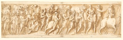 Římané na pochodu (XXXVI); Marcus Aurelius, Pompeius a doprovod sledují pochod (XXXVII); zastavení pochodu (XXXVIII) od Giovanni Guerra