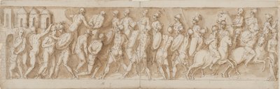 Sarmatští vůdci jsou překvapením zajati a jejich domy zapáleny Římany (CII); příchod legionářů a císaře (vynechán Guerrou) (CIII) od Giovanni Guerra