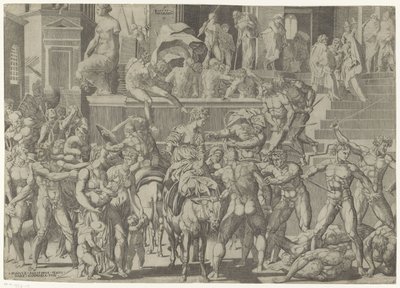 Bitva mezi Římany a Sabiny Raptus Sabinaro (titul na objektu) od Giovanni Jacopo Caraglio