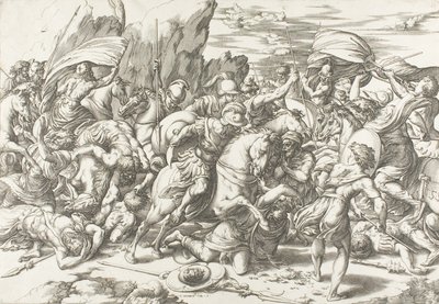 Bitva kolem štítu a kopí od Giovanni Jacopo Caraglio