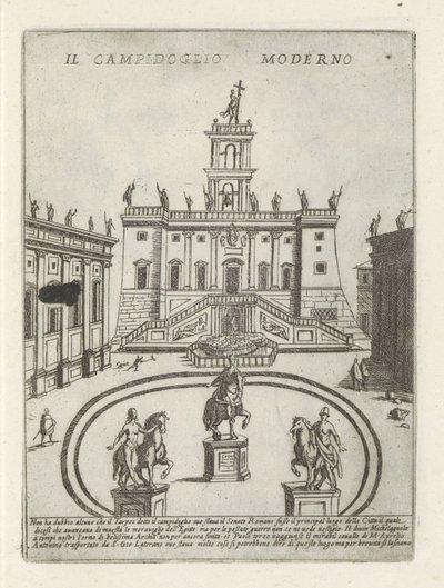 Capitool te Rome Moderní Capitol (název na objektu) Moderne en antieke monumenten en bouwwerken v Římě (název série) Ozdoby starověkých a moderních budov města alma v Římě (název série) od Giovanni Maggi