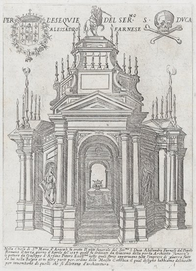 Katafalque pro vévodu Alessandra Farnese, 1593 od Giovanni Maggi