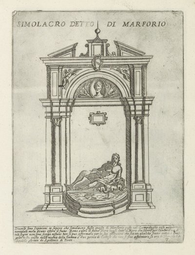 Fontána se sochou Marforio Simolacro detto di Marforio (název na objektu) Moderní a starověké památky a budovy v Římě (název série) Ornamenti di fabriche antichi et moderni dell