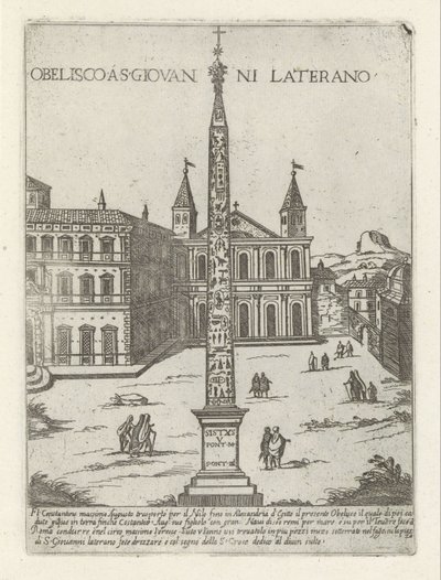 Lateránský obelisk za St. John Lateran v Římě Obelisco a S. Giovanni Laterano (název na objektu) Moderní a starověké památky a budovy v Římě (název série) Ornamenti di fabriche antichi et moderni dell