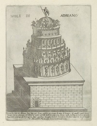 Hadriánovo mauzoleum Mole di Adriano (název na objektu) Moderní a starověké památky a budovy v Římě (název série) Ornamenti di fabriche antichi et moderni dell