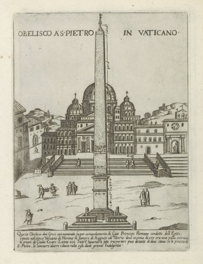 Vatikánský obelisk Obelisco a S. Pietro in Vaticano (titul na objektu) Moderní a starověké památky a budovy v Římě (název série) Ornamenti di fabriche antichi et moderni dell