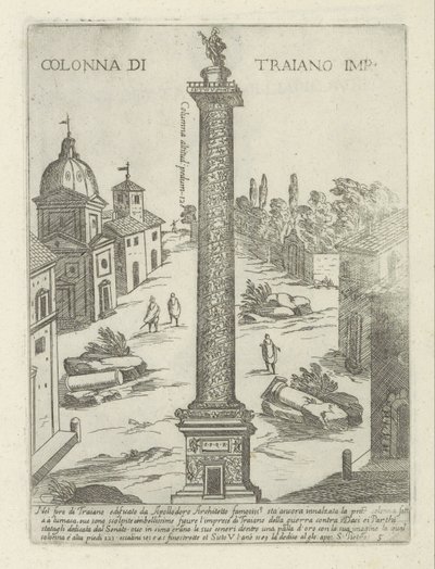 Trajánův sloup v Římě Colonna di Traiano imp. (název na objektu) Moderní a starověké památky a budovy v Římě (název série) Ornamenti di fabriche antichi et moderni dell