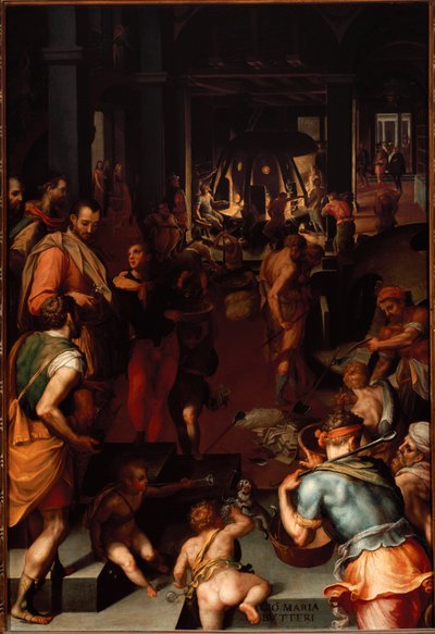 Sklářské dílny. (Malování od Giovanni Maria Butteri