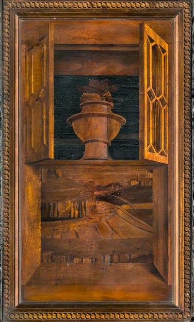 Lignaean Canonical Choir, intarzie Giovanni Maria Platina 1484, Superior Stall od Giovanni Maria Platina