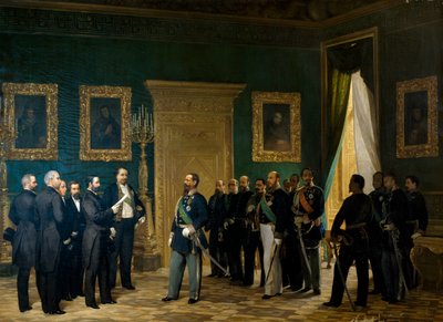 Viktor Emanuel II. přijímá zástupce Toskánska s dekretem o připojení ke království. Itálie od Giovanni Mochi