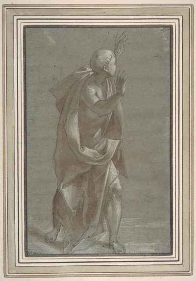 Stojící muž zahalená postava se zdviženýma rukama, 1565-71. od Giovanni Paolo Lomazzo