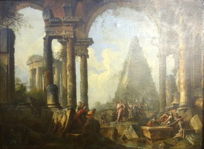Alexandr Veliký před Achillovou hrobkou. od Giovanni Paolo Panini