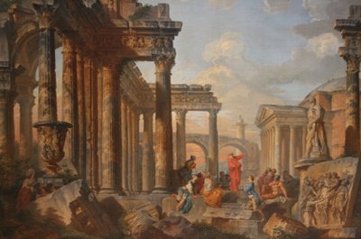 Římské ruiny s kazatelem od Giovanni Paolo Panini