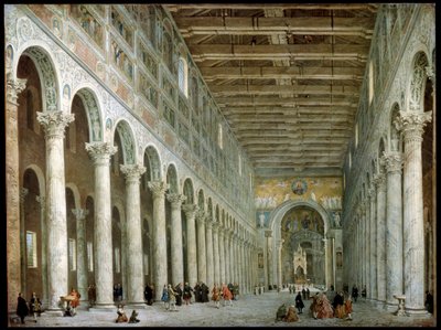 Interiér baziliky svatého Pavla za hradbami v Římě, c1750 od Giovanni Paolo Pannini