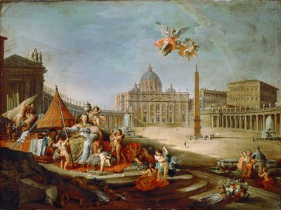 Piazza San Pietro, Řím s alegorií triumfu papežství od Giovanni Paolo Pannini