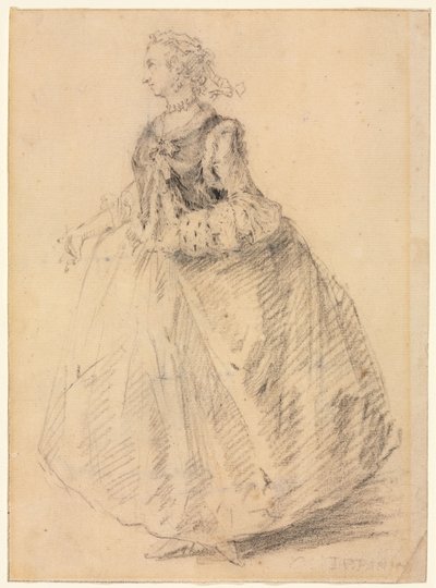 Stojící žena s hermelínovou manžetou, 18. století. od Giovanni Paolo Pannini