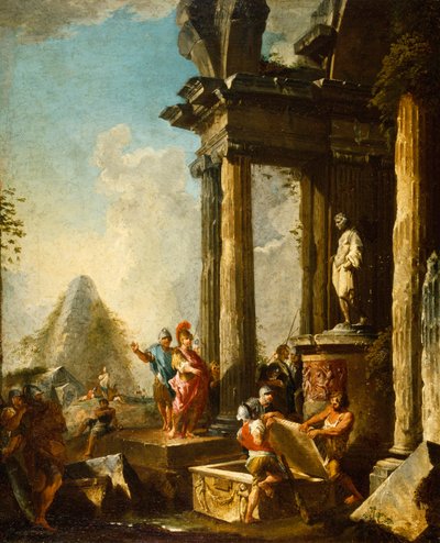 Alexandr Veliký u Achilleovy hrobky, kolem 1718-19 od Giovanni Paolo Pannini