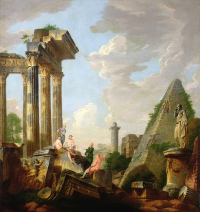 Architektonické Capriccio s kazatelským apoštolem před ruinami (olej na plátně) od Giovanni Paolo Pannini