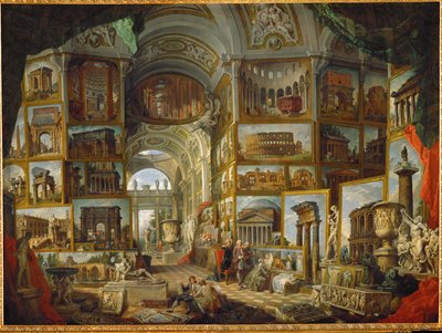Galerie pohledů na starověký Řím, namalovaných ... od Giovanni Paolo Pannini or Panini