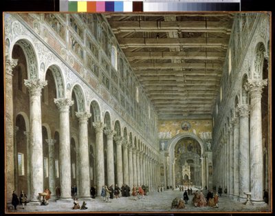 Interiér baziliky svatého Pavla mimo zdi v Římě. Interiér baziliky svatého Pavla za hradbami v Římě. Obraz Giovanni Paolo Panini (nebo Pannini od Giovanni Paolo Pannini