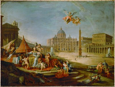 Petra s alegorií triumfu papežství... od Giovanni Paolo Pannini or Panini