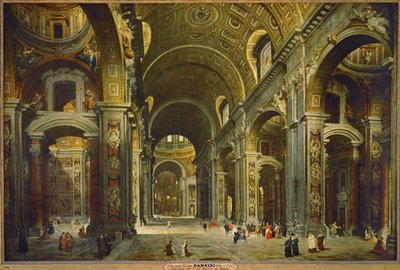 Kardinál Melchior de Polignac při návštěvě chrámu svatého Petra v Římě ... od Giovanni Paolo Pannini or Panini