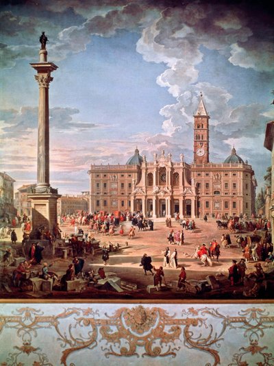 Piazza a kostel Santa Maria Maggiore od Giovanni Paolo Pannini