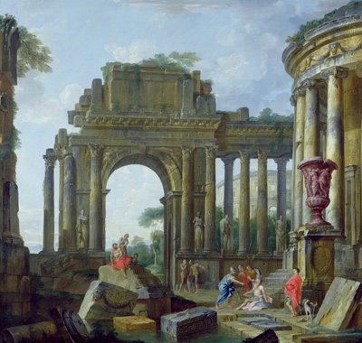 Římské ruiny se slepým Belisariem (olej na plátně) od Giovanni Paolo Pannini