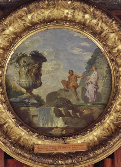 Ruins with Two Men, cca 1750-60 (olej na mědi) od Giovanni Paolo Pannini