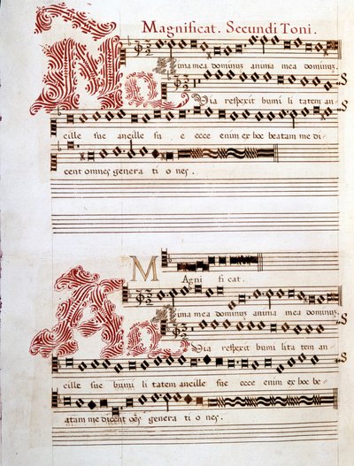 Magnificat, rukopis „Messes of Mantova“ Giovanni Pierluigi da Palestrina (1525 - 1594), italský skladatel. od Giovanni Pierluigi da (after) Palestrina