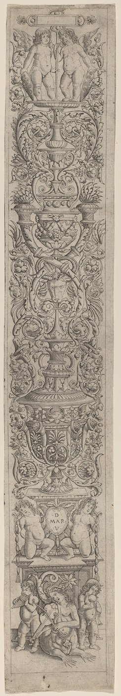 Ornament Panel: Nereid a dvě děti hrající na hudební nástroje od Giovanni Pietro Birago and Zoan Andrea