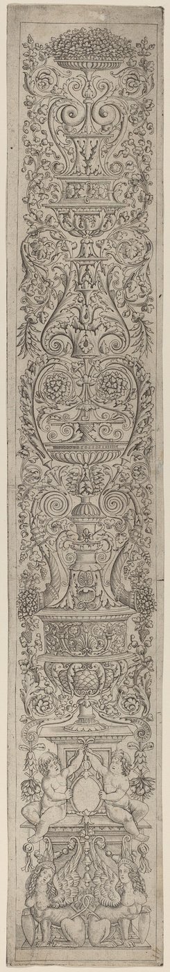 Ornament Panel: Dvě sfingy podporující štíty od Giovanni Pietro Birago and Zoan Andrea