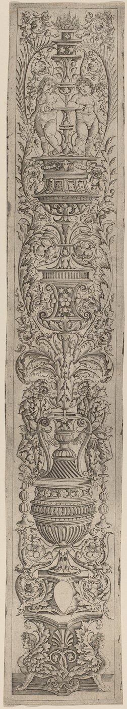 Ornament Panel: Dvě sfingy a dvě děti držící dlaně od Giovanni Pietro Birago and Zoan Andrea