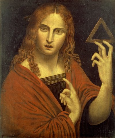 Kristus Vykupitel držící symbol Trojice (panel) od Giovanni Pietro Rizzoli (school of) Giampietrino